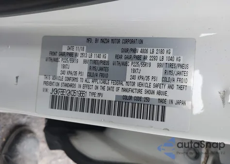 2019 Mazda Cx-5 Signature from USA, damaged, VIN JM3KFBEY2K0519661